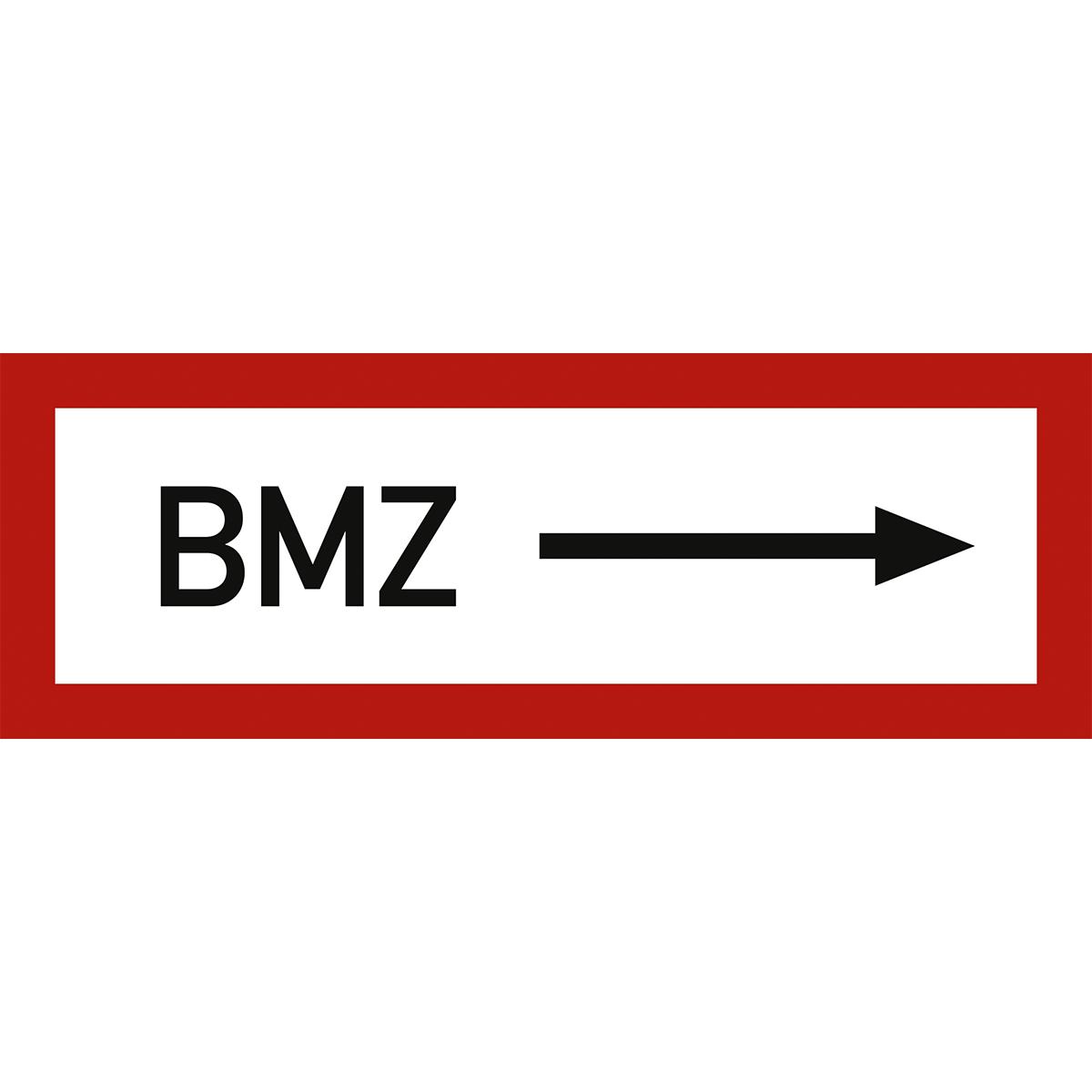 Hinweisschild mit dem Symbol+Text: BMZ rechtsweisend