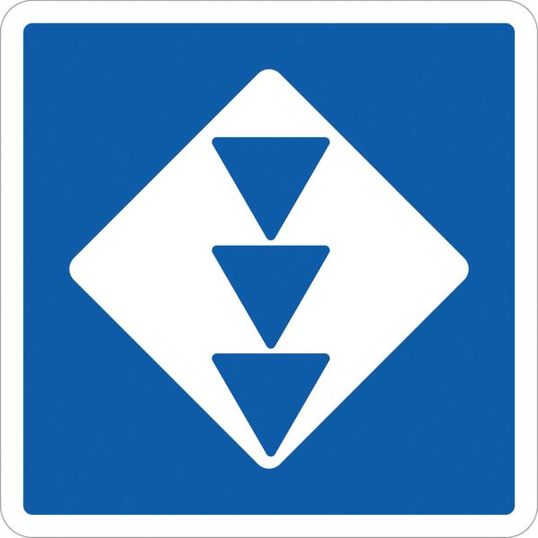 Schifffahrtszeichen E.5.15 Liegestelle für alle Fahrzeuge, die die drei blauen Lichter nach § 3.14 Nr. 3 od. die drei blauen Kegel nach § 3.32 Nr. 3 führen müssen
