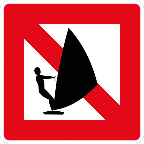 Schifffahrtszeichen A.17 Verbot des Segelsurfens